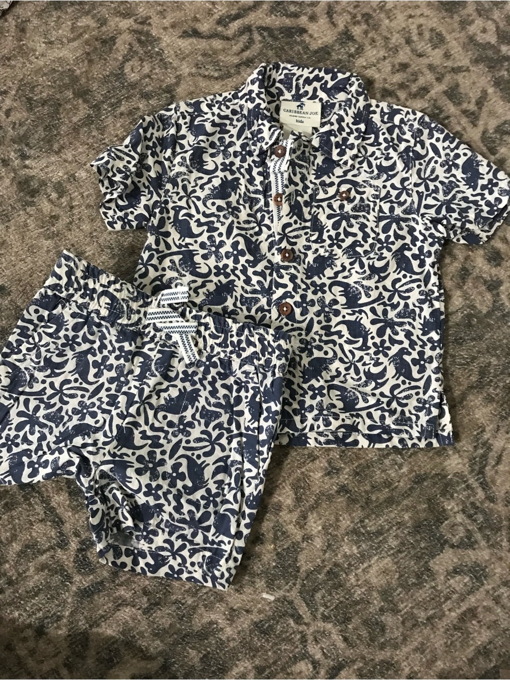 Caribbean Joe Navy and White Printed Kids matching Set